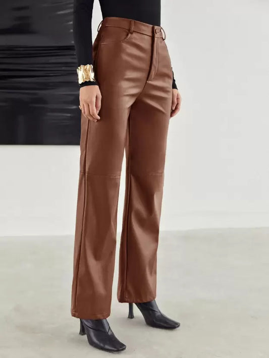 Danique | High-waist Leather Trousers