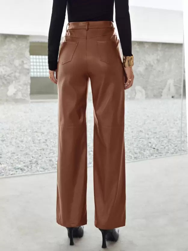 Danique | High-waist Leather Trousers