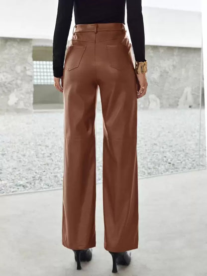 Danique | High-waist Leather Trousers