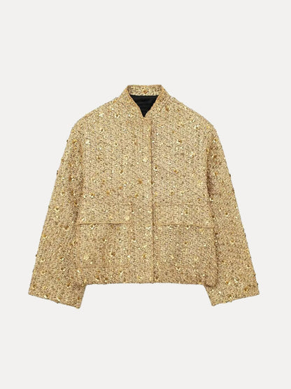 Mila | Elegant Bomber Jacket With Gold Sequins