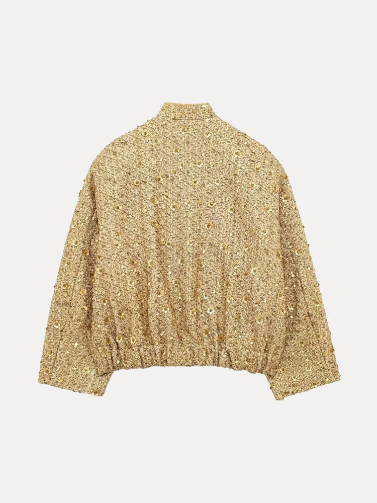 Mila | Elegant Bomber Jacket With Gold Sequins