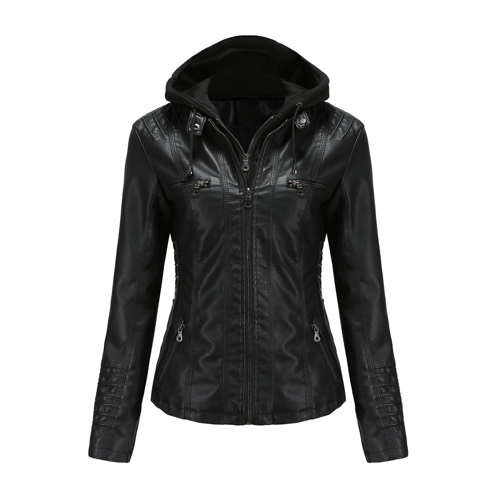 Tess | Hooded Leather Jacket