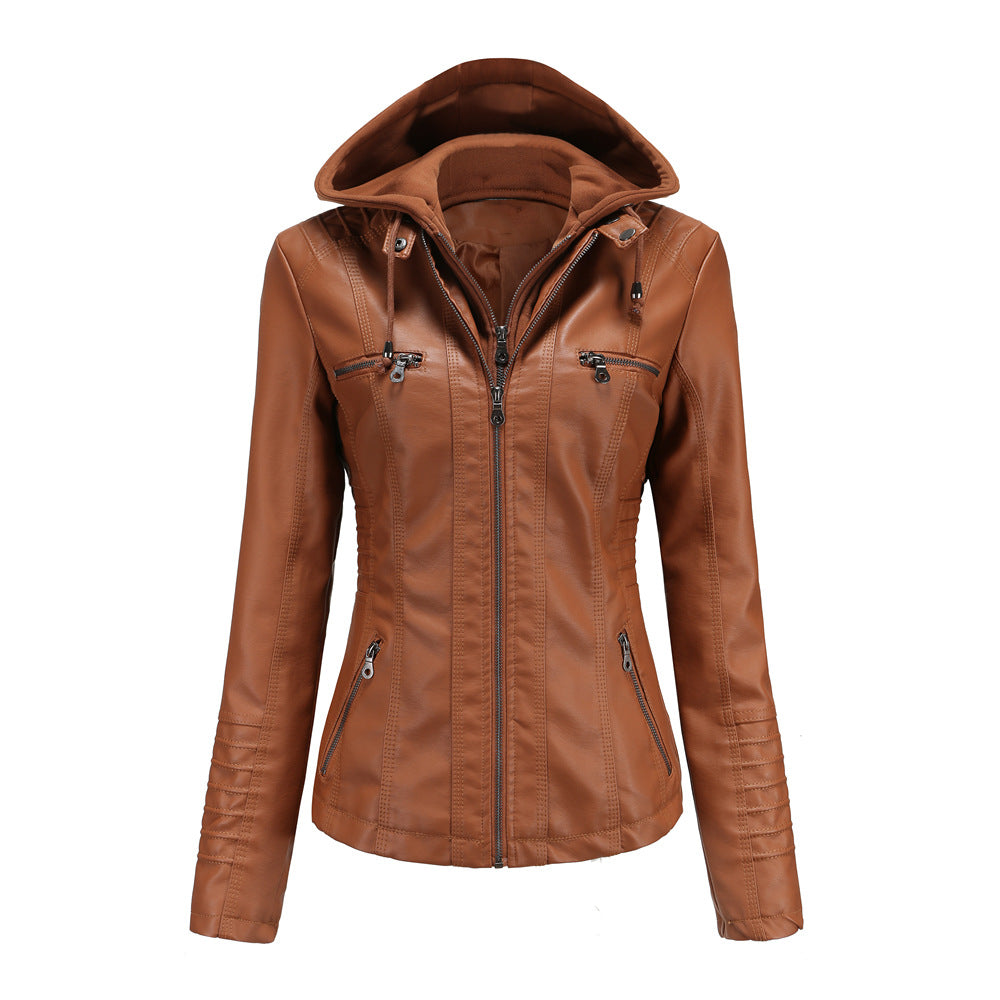 Tess | Hooded Leather Jacket