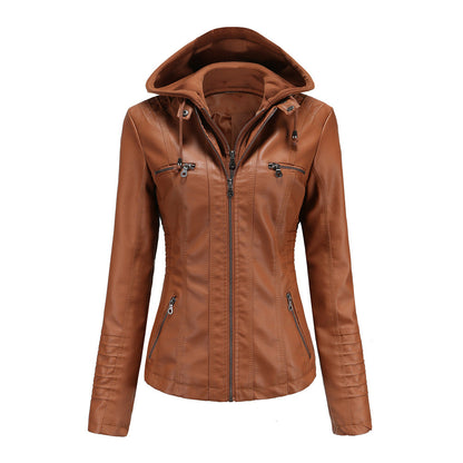 Tess | Hooded Leather Jacket