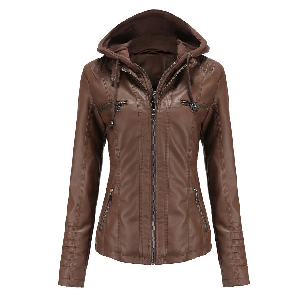 Tess | Hooded Leather Jacket