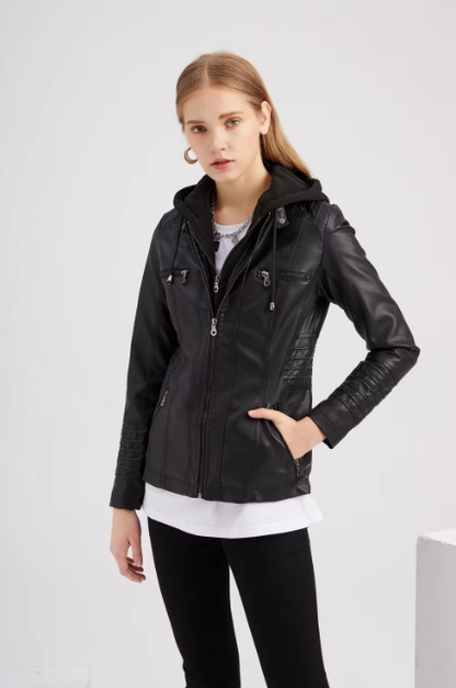 Tess | Hooded Leather Jacket