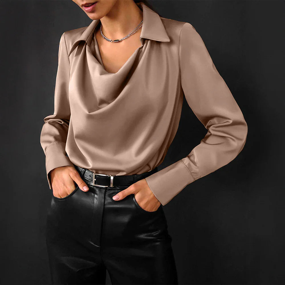 Senn | Elegant Satin Blouse With V-Neck