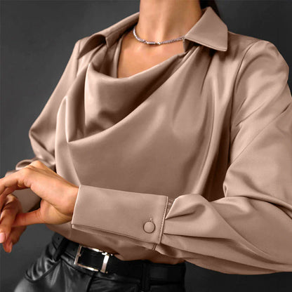 Senn | Elegant Satin Blouse With V-Neck