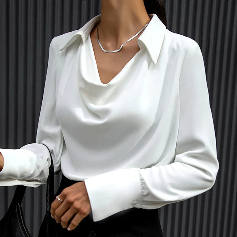 Senn | Elegant Satin Blouse With V-Neck