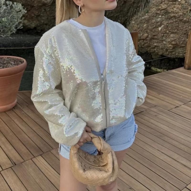 Jennah | Bomber Jacket With Glitter Pailettes